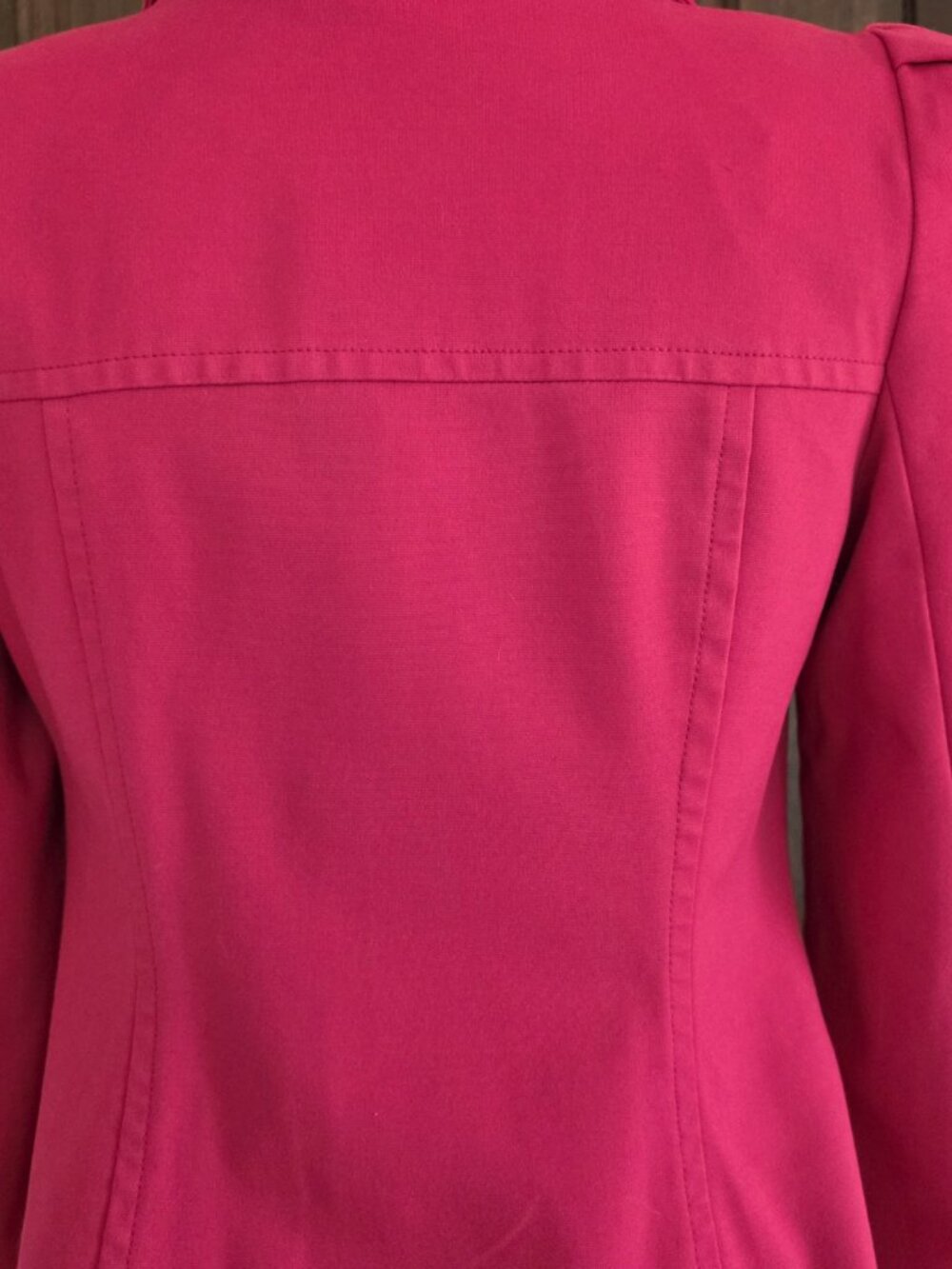 INC International Concepts Size S Red Jacket Coat Ruffled Front VG Condition - Picture 12 of 14